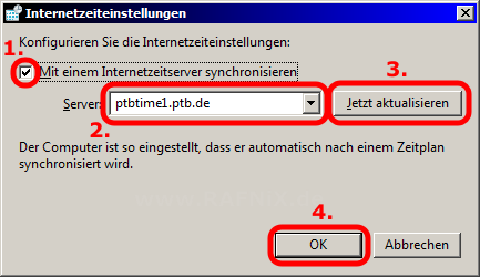 Windows 7 - Internetzeiteinstellungen